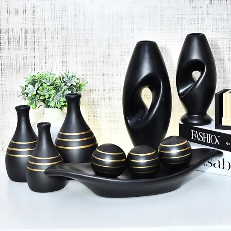 Conjunto com 9 Vasos Decorativos em Cerâmica – Elegância para Seu Espaço