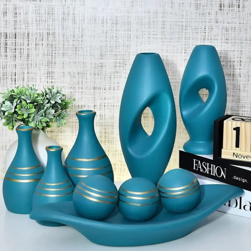 Conjunto com 9 Vasos Decorativos em Cerâmica – Elegância para Seu Espaço