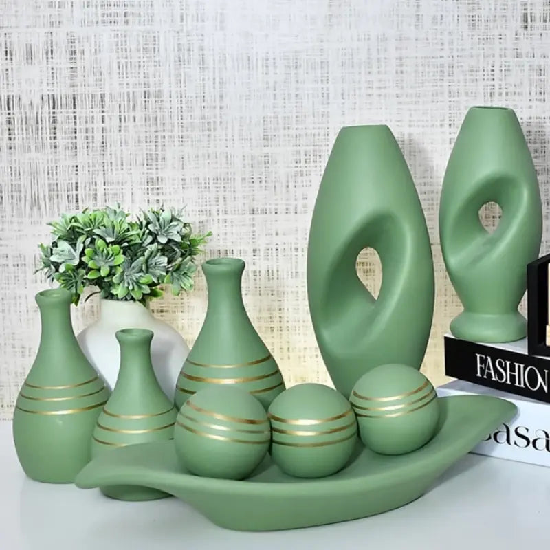 Conjunto com 9 Vasos Decorativos em Cerâmica – Elegância para Seu Espaço