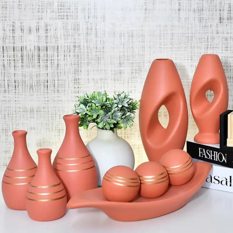 Conjunto com 9 Vasos Decorativos em Cerâmica – Elegância para Seu Espaço