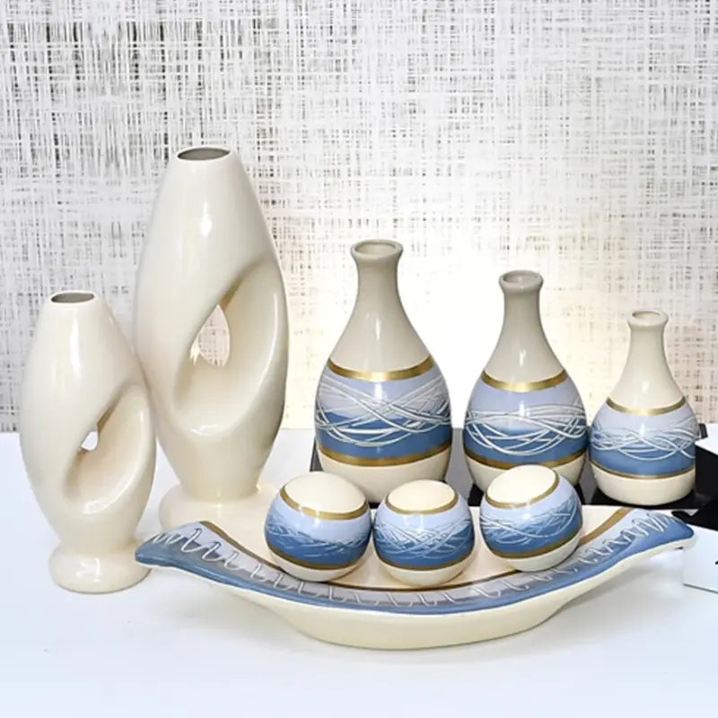 Conjunto com 9 Vasos Decorativos em Cerâmica – Elegância para Seu Espaço
