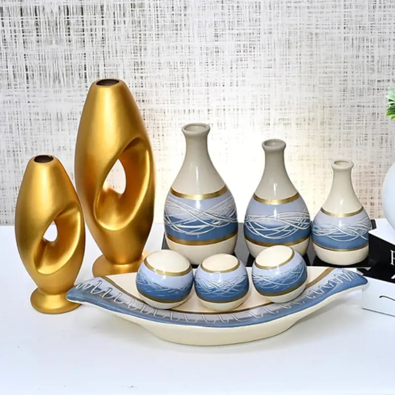 Conjunto com 9 Vasos Decorativos em Cerâmica – Elegância para Seu Espaço