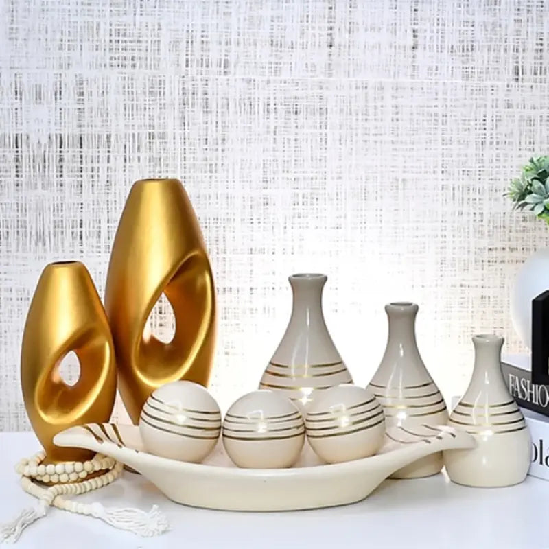 Conjunto com 9 Vasos Decorativos em Cerâmica – Elegância para Seu Espaço