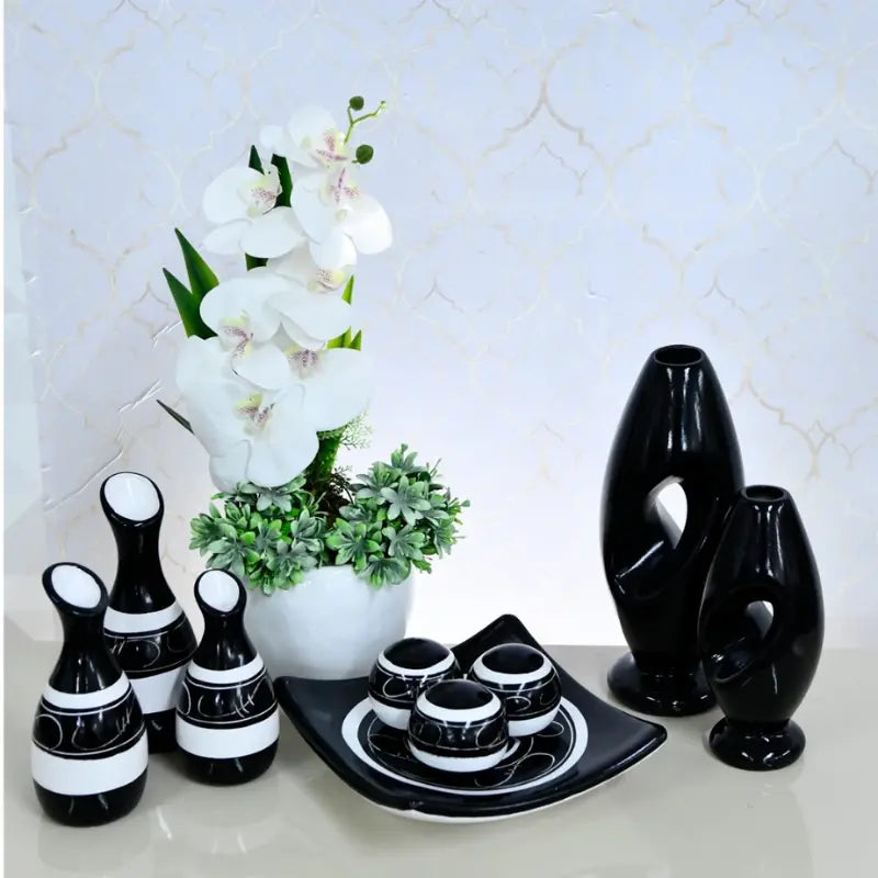 Conjunto com 9 Vasos Decorativos em Cerâmica – Elegância para Seu Espaço