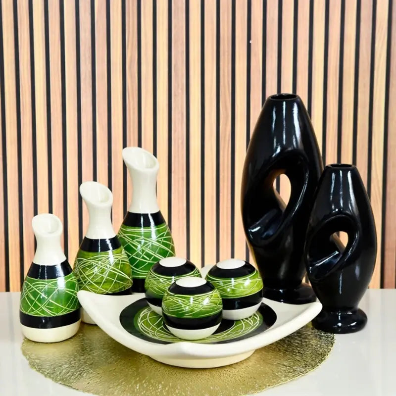 Conjunto com 9 Vasos Decorativos em Cerâmica – Elegância para Seu Espaço