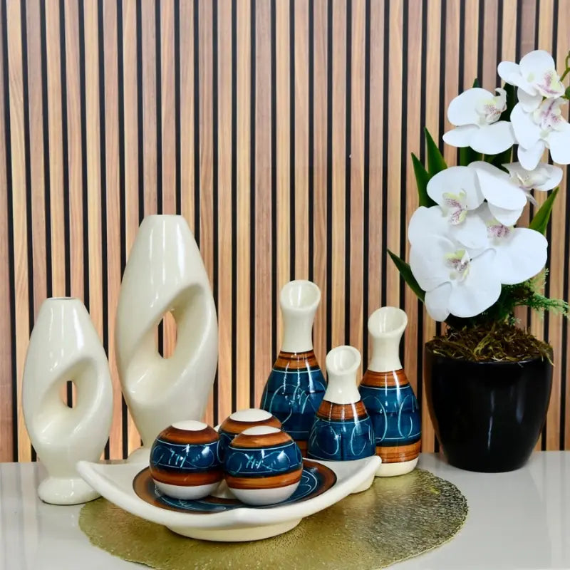 Conjunto com 9 Vasos Decorativos em Cerâmica – Elegância para Seu Espaço