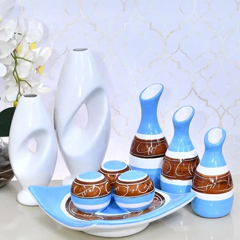 Conjunto com 9 Vasos Decorativos em Cerâmica – Elegância para Seu Espaço