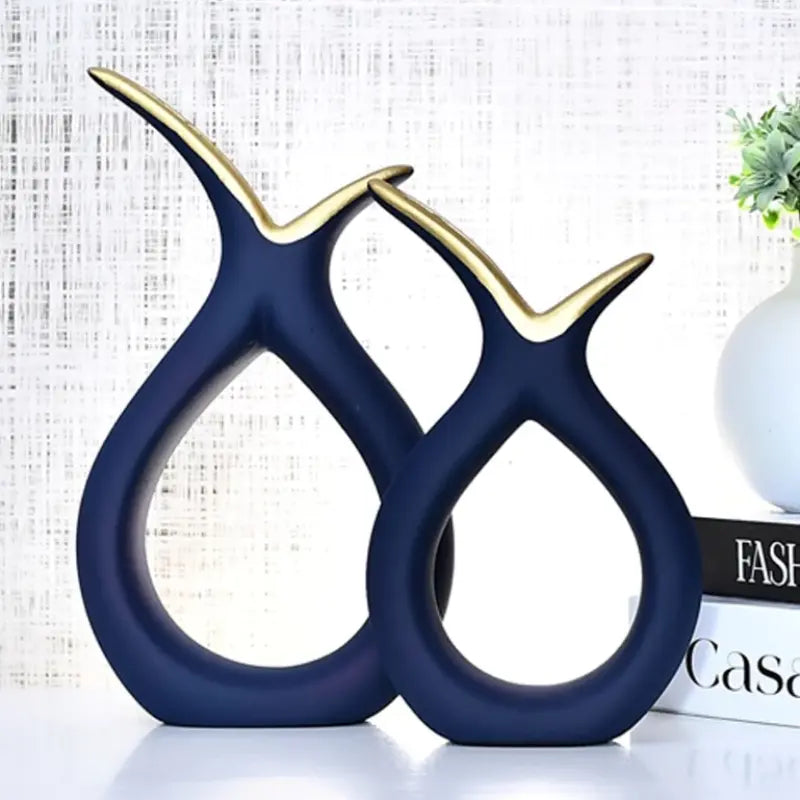 Kit 2 Vasos Decorativos em Cerâmica com Design Moderno