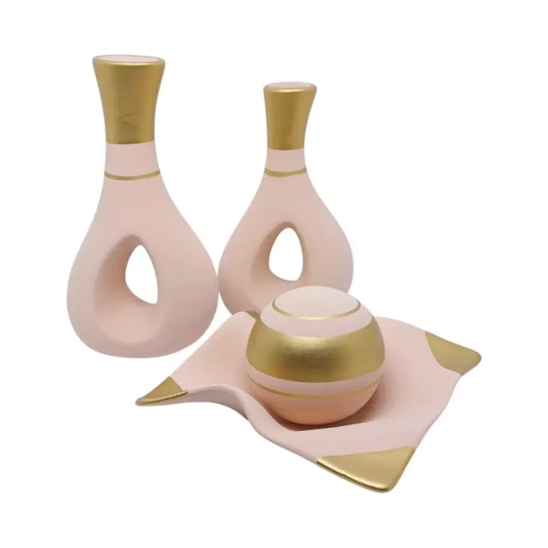 Conjunto com 2 Vasos Decorativos + Bandeja com Esfera – Charme e Estilo para seu Ambiente