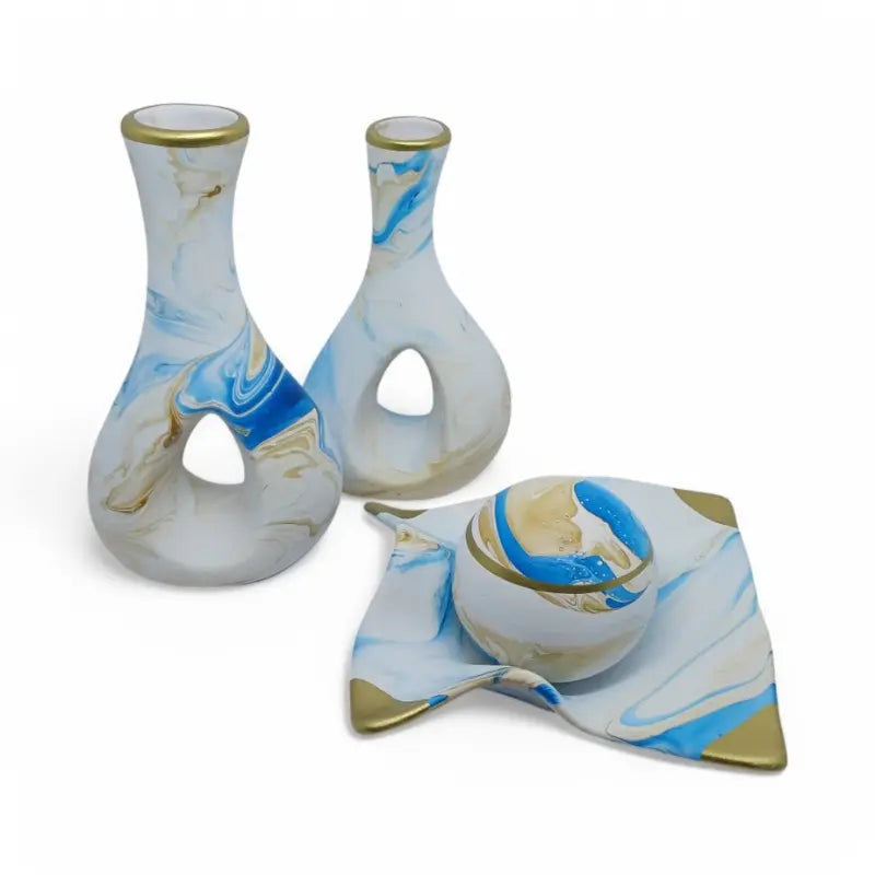 Conjunto com 2 Vasos Decorativos + Bandeja com Esfera – Charme e Estilo para seu Ambiente