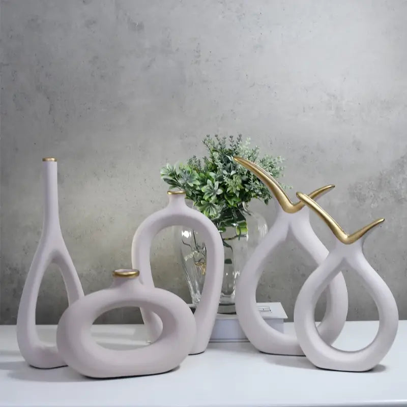 Conjunto com 5 Vasos Decorativos em Cerâmica – Estilo e Elegância em Cada Detalhe