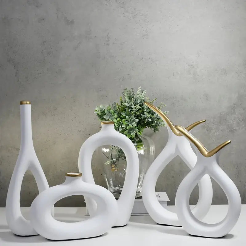 Conjunto com 5 Vasos Decorativos em Cerâmica – Estilo e Elegância em Cada Detalhe