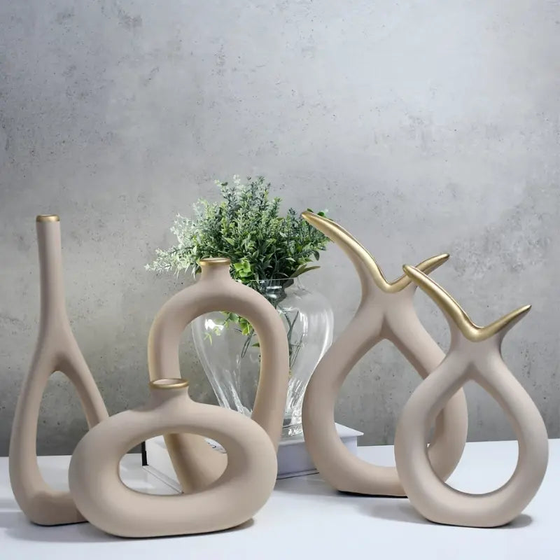 Conjunto com 5 Vasos Decorativos em Cerâmica – Estilo e Elegância em Cada Detalhe