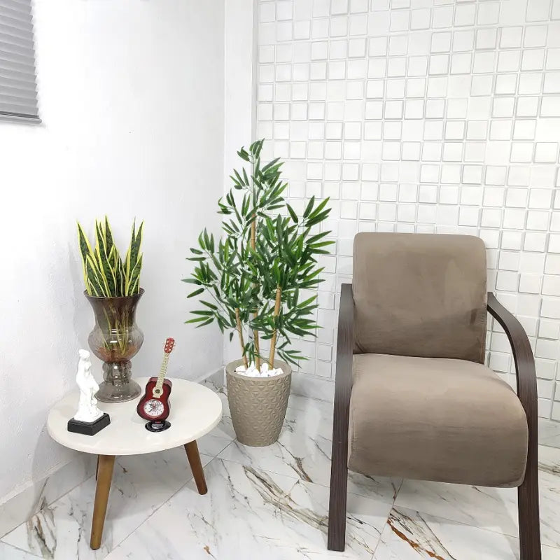 Vaso Decorativo + Planta Realista Bambu Artificial