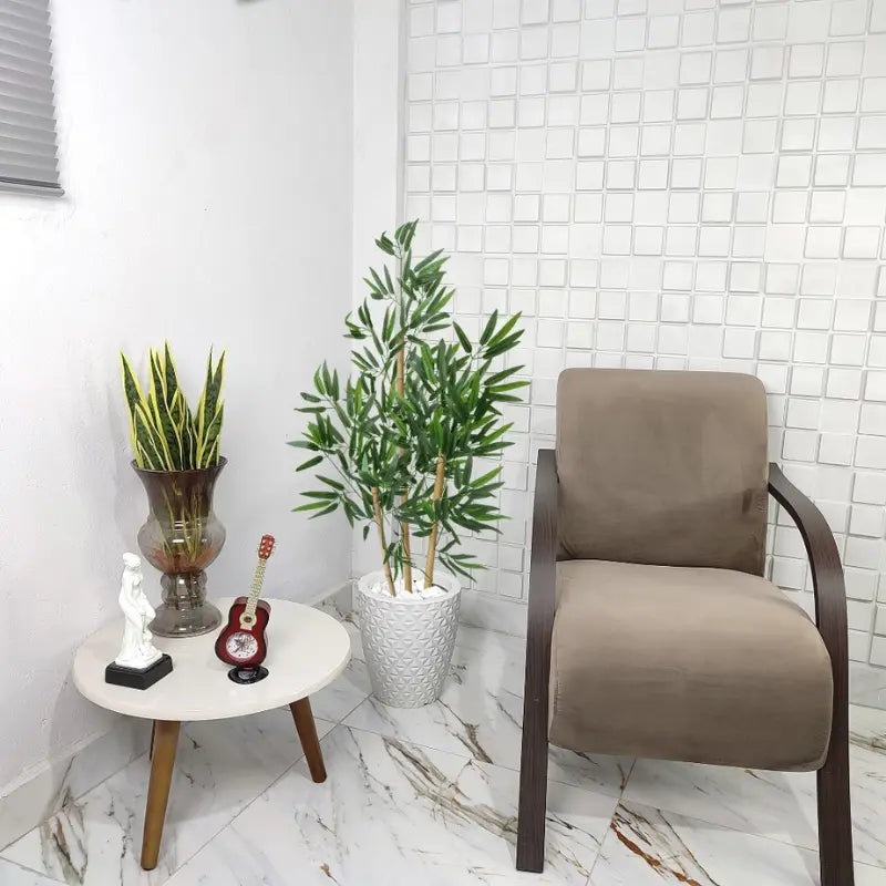 Vaso Decorativo + Planta Realista Bambu Artificial