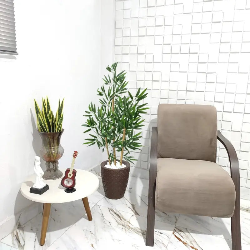 Vaso Decorativo + Planta Realista Bambu Artificial