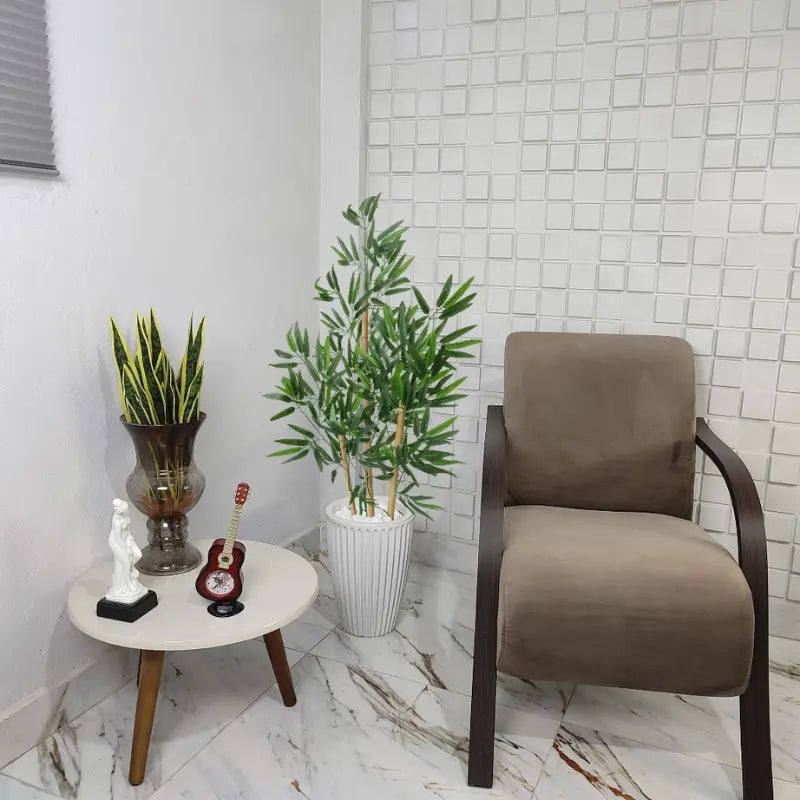 Vaso Decorativo + Planta Realista Bambu Artificial