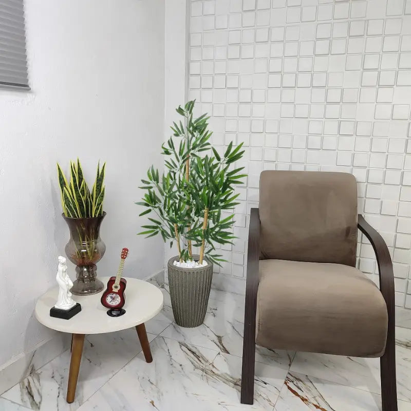 Vaso Decorativo + Planta Realista Bambu Artificial