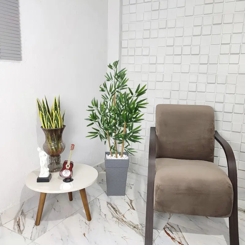 Vaso Decorativo + Planta Realista Bambu Artificial