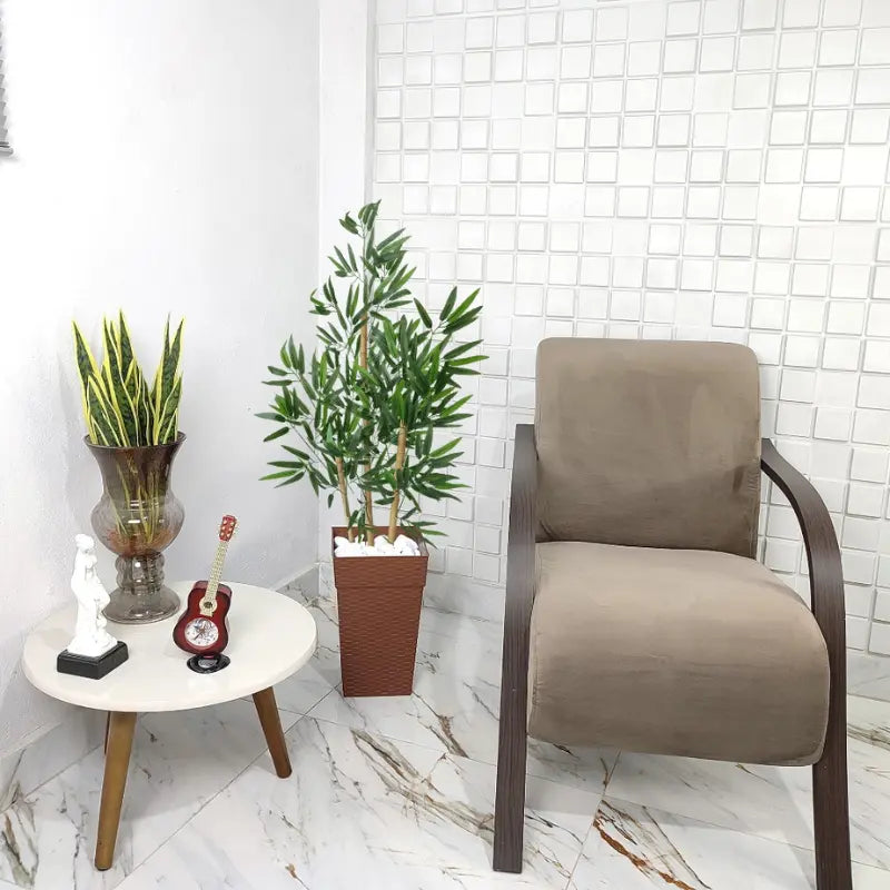 Vaso Decorativo + Planta Realista Bambu Artificial