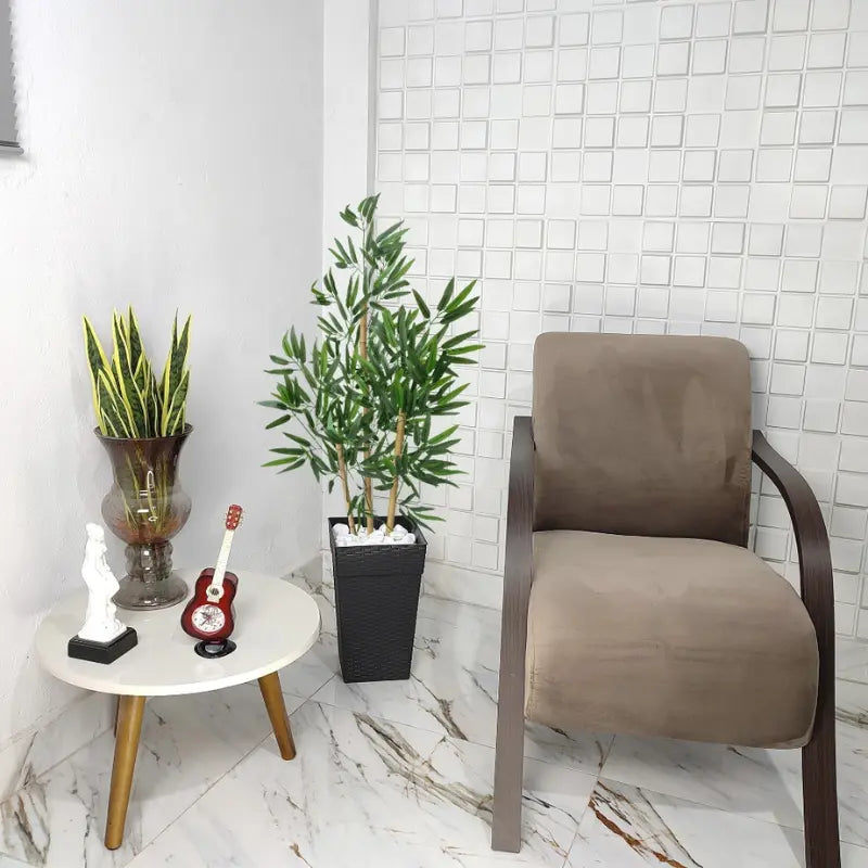 Vaso Decorativo + Planta Realista Bambu Artificial