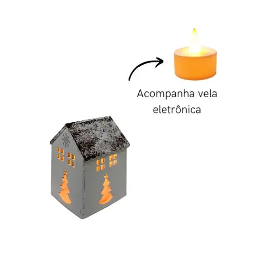 Kit 4 Luminárias Casinha para Decoração de Natal