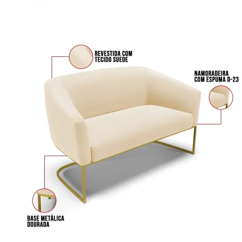 Sofá Namoradeira Stella Suede