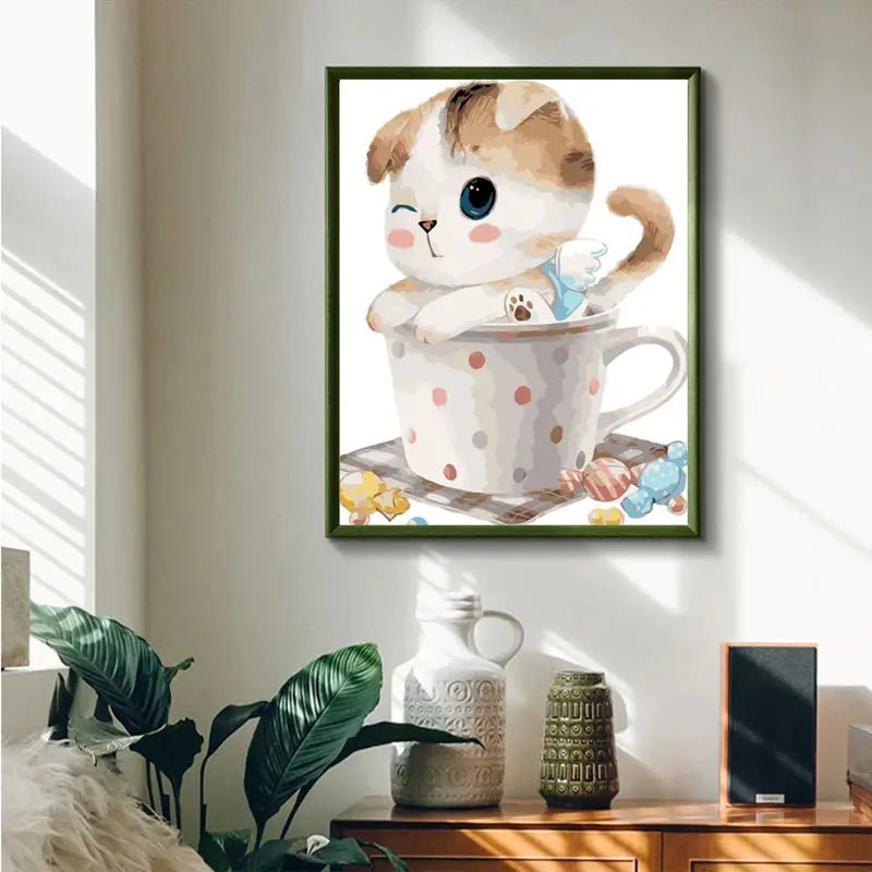 Kit Pintura Terapêutica - Gatinho na Xícara
