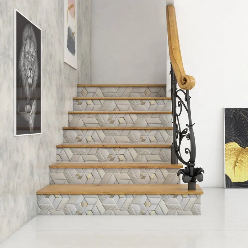 Papel de Parede Vinílico em 3D com Efeito Gesso - Branco Fosco e Dourado