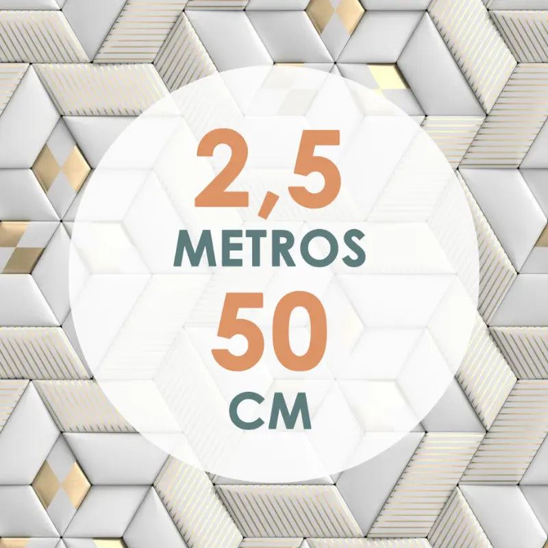 Papel de Parede Vinílico em 3D com Efeito Gesso - Branco Fosco e Dourado