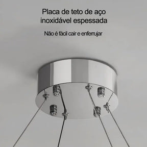 Lustre de Cristal com Pingente em Anel e Luz LED de Espectro Completo com Proteção Ocular