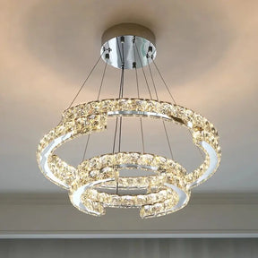 Lustre de Cristal com Pingente em Anel e Luz LED de Espectro Completo com Proteção Ocular