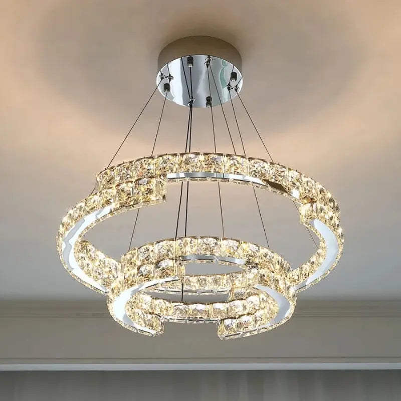 Lustre de Cristal com Pingente em Anel e Luz LED de Espectro Completo com Proteção Ocular
