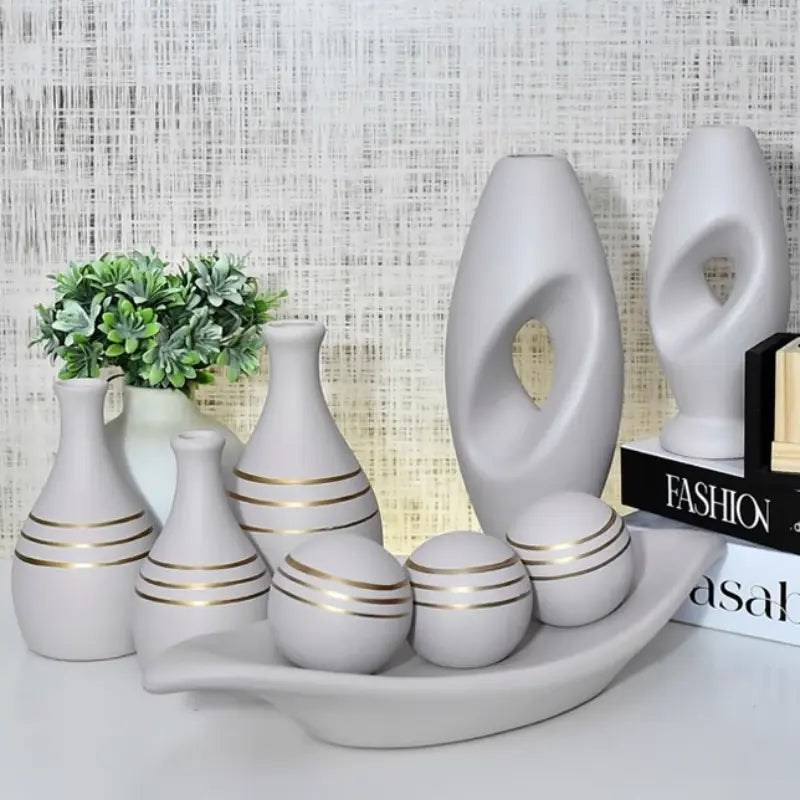 Conjunto com 9 Vasos Decorativos em Cerâmica – Elegância para Seu Espaço