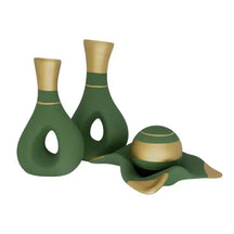 Conjunto com 2 Vasos Decorativos + Bandeja com Esfera – Charme e Estilo para seu Ambiente