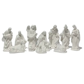 Presépio de Natal Completo em Gesso Branco 15cm