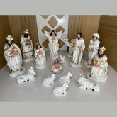 Presépio de Natal Branco com Dourado 15cm