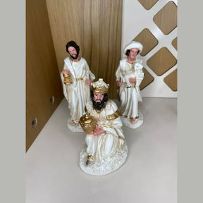 Presépio de Natal Branco com Dourado 15cm