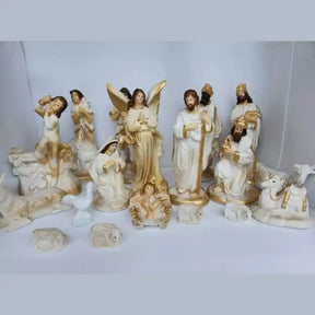 Presépio de Natal em Gesso com 18 Peças e 22 cm
