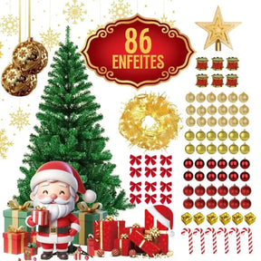 Árvore De Natal 1,50m Decorada + Enfeites e Pisca Pisca