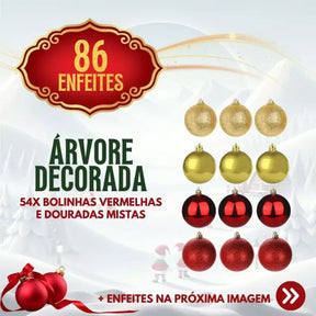 Árvore De Natal 1,50m Decorada + Enfeites e Pisca Pisca