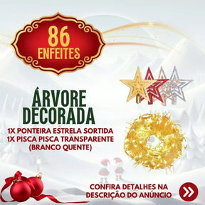 Árvore De Natal 1,50m Decorada + Enfeites e Pisca Pisca