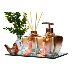 Kit Banheiro com Porta Sabonete, Difusor, Bandeja e Passarinho