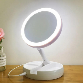 Espelho de Mesa Luz Led Portátil Aumento até 10X