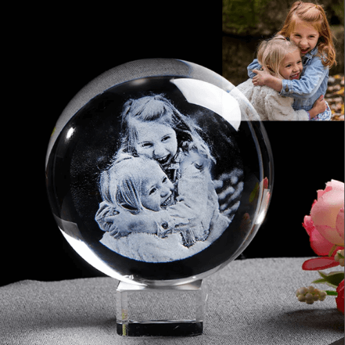 Moldura de Cristal Personalizada em Formato de Bola