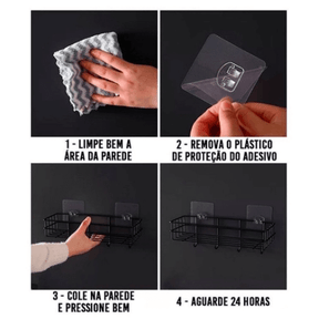 Kit 2 Suportes de Metal Adesivo para Parede
