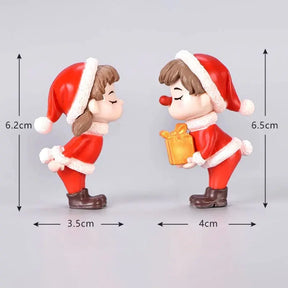 Mini Casal Noel Em Resina - Decoração de Natal
