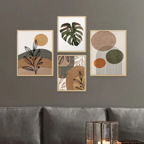 Kit 4 Quadros Decorativos Folhagens