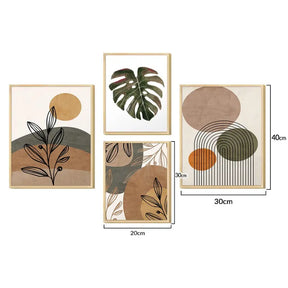 Kit 4 Quadros Decorativos Folhagens