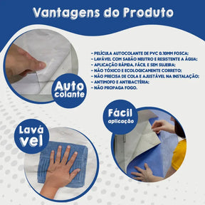 Papel de Parede Vinílico em 3D com Efeito Gesso - Branco Fosco e Dourado